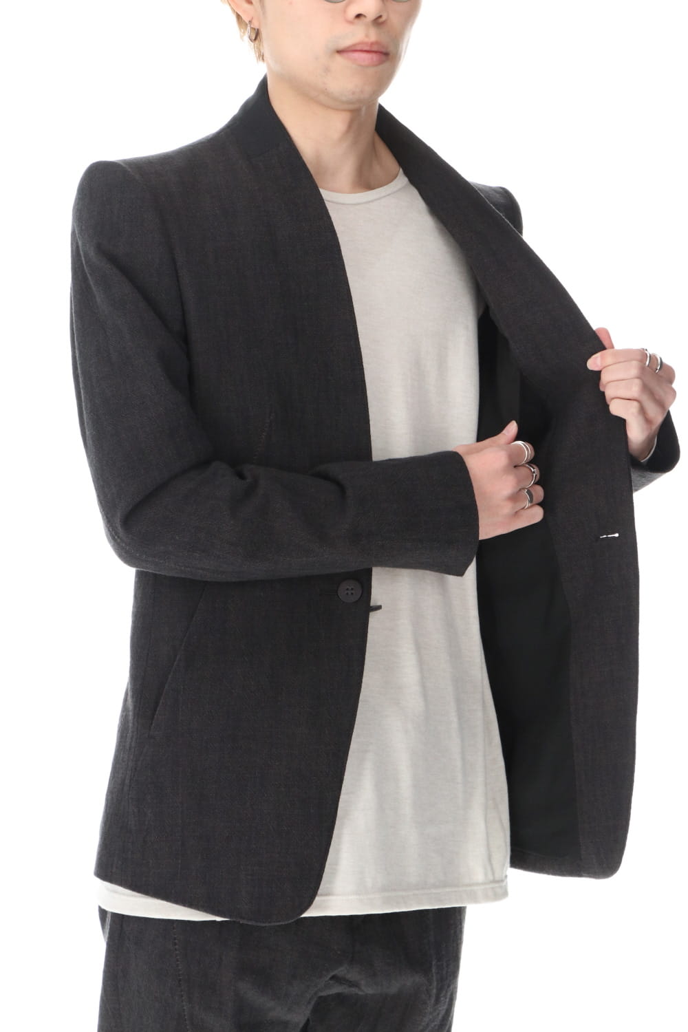 No Lapel Tailored Jacket Black