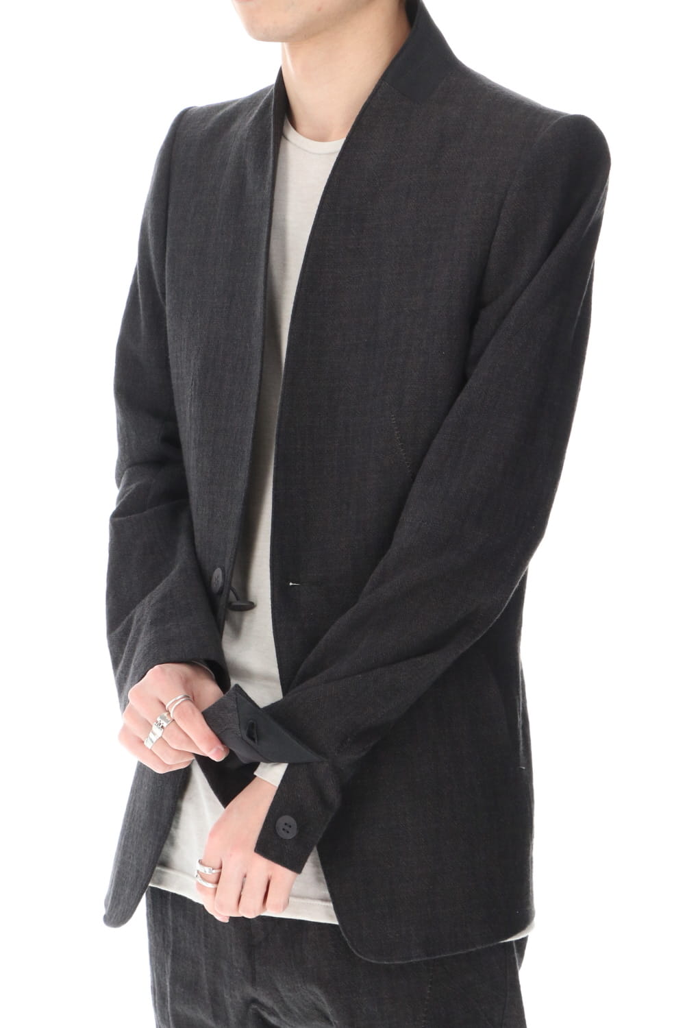 No Lapel Tailored Jacket Black