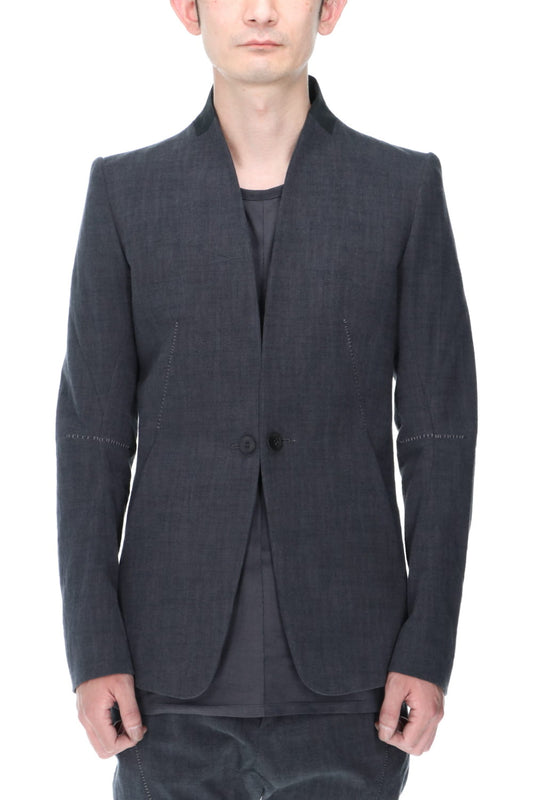No Lapel Tailored Jacket Charcoal