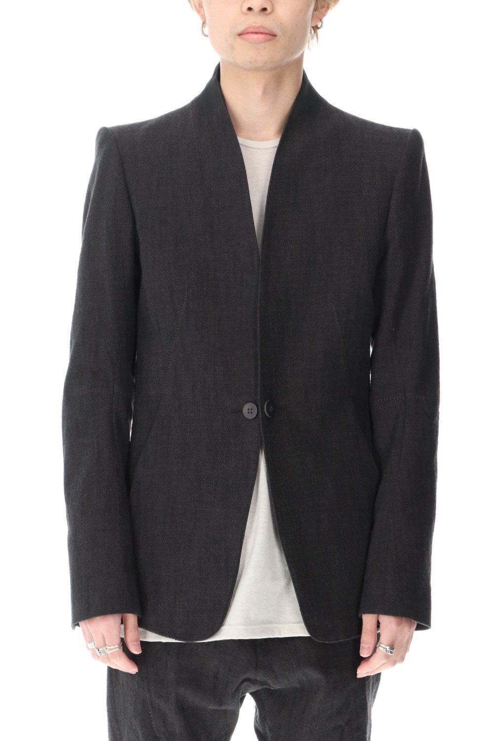 No Lapel Tailored Jacket Black