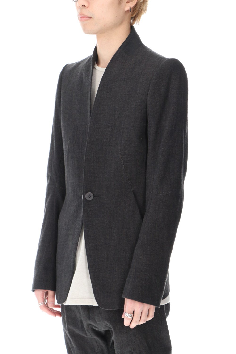 No Lapel Tailored Jacket Black