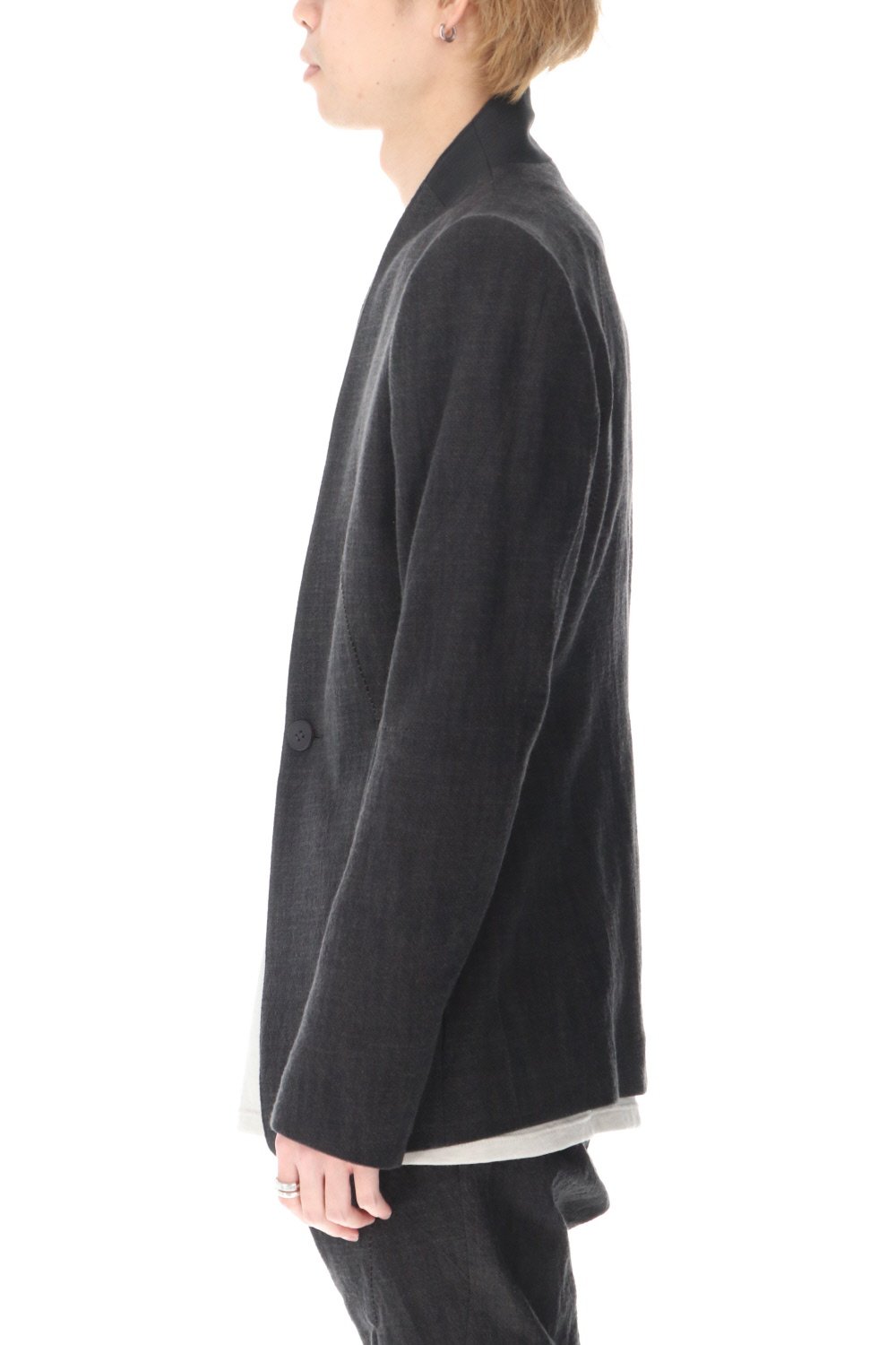 No Lapel Tailored Jacket Black