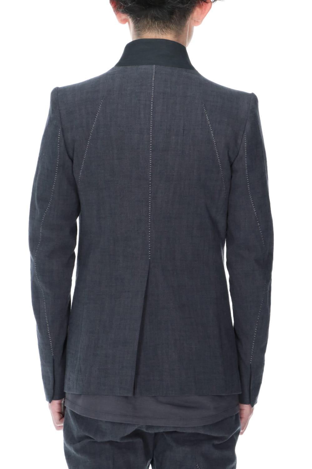 No Lapel Tailored Jacket Charcoal