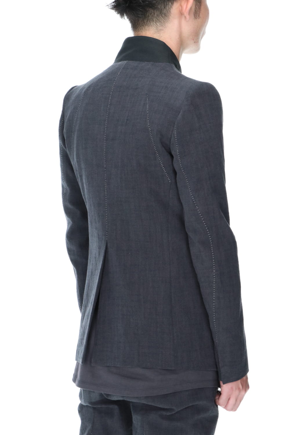 No Lapel Tailored Jacket Charcoal