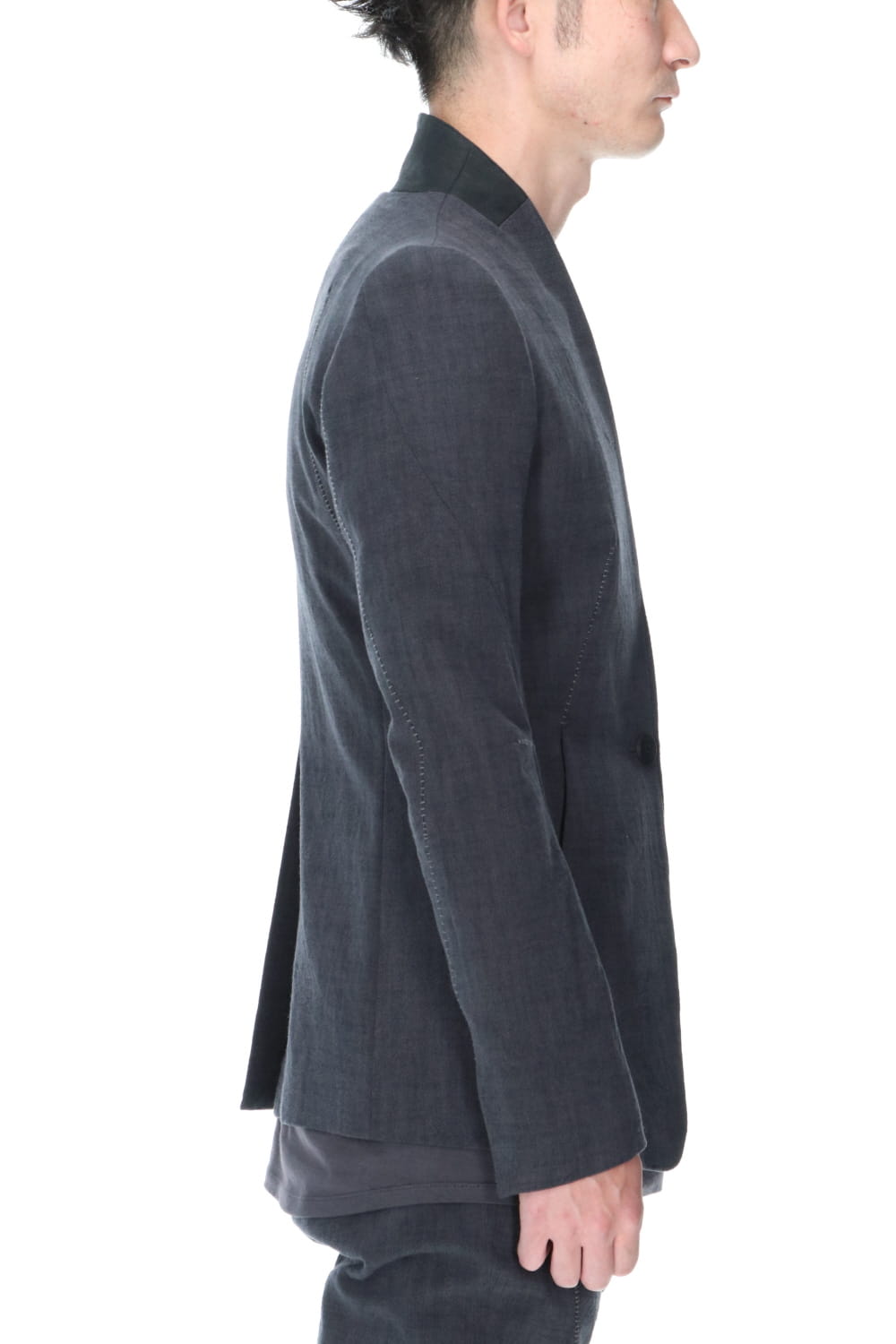 No Lapel Tailored Jacket Charcoal