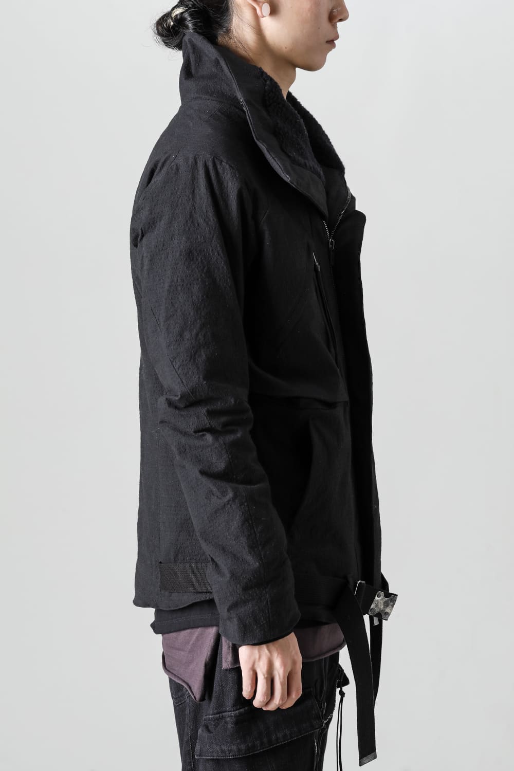 Dimple Washer Cotton Stretch Ripstop Down Jacket Black