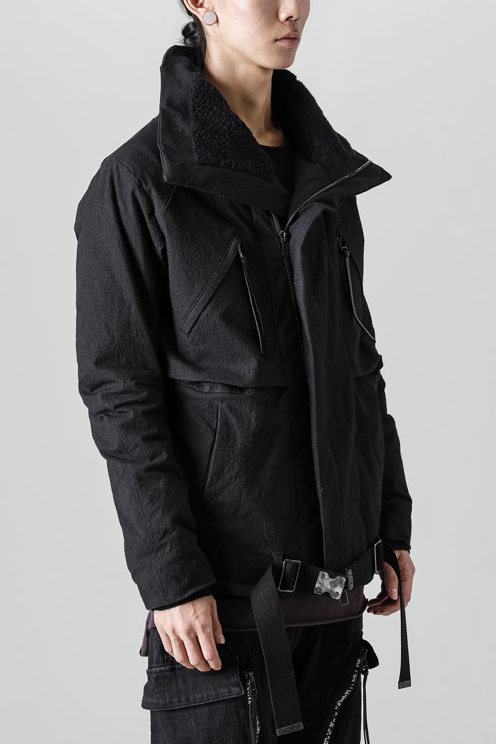 Dimple Washer Cotton Stretch Ripstop Down Jacket Black