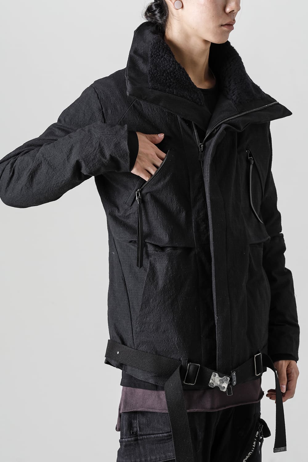 Dimple Washer Cotton Stretch Ripstop Down Jacket Black