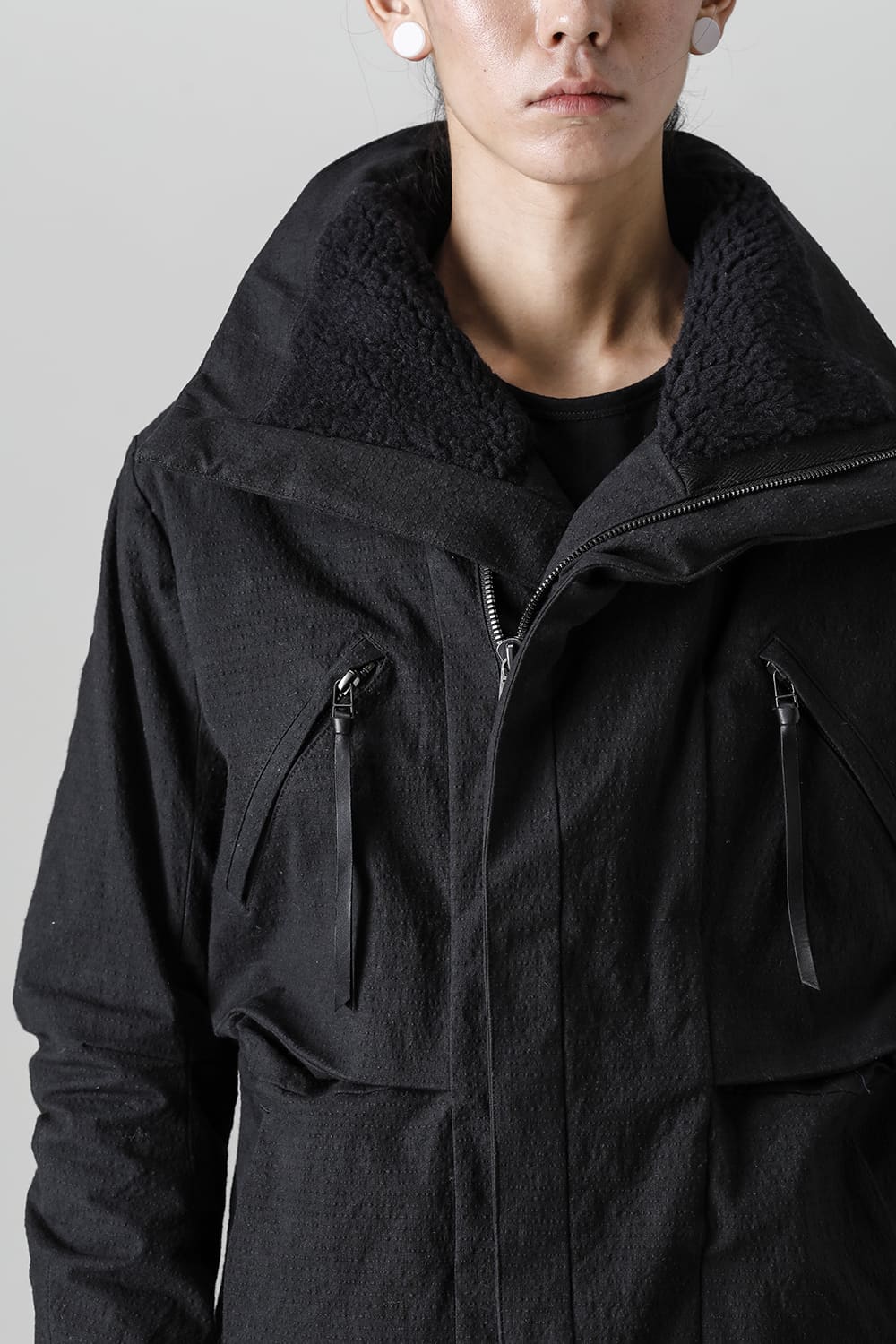 Dimple Washer Cotton Stretch Ripstop Down Jacket Black