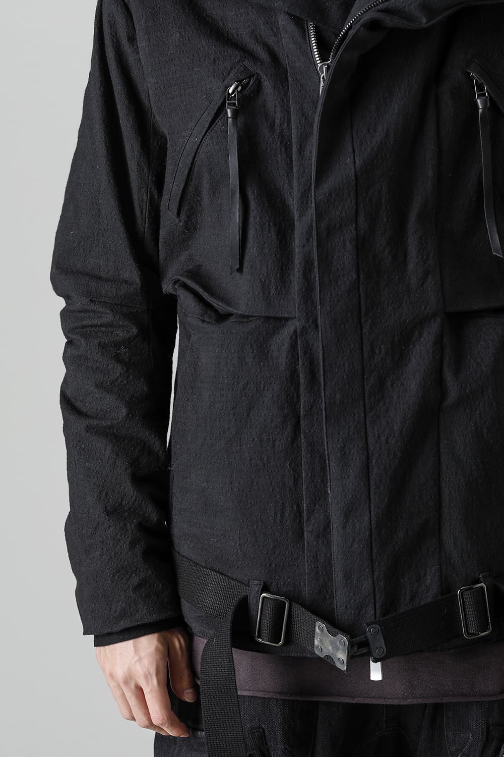 Dimple Washer Cotton Stretch Ripstop Down Jacket Black