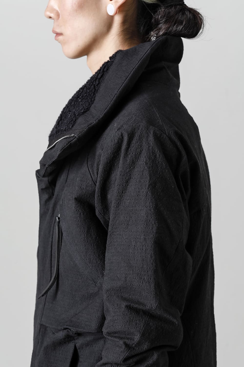 Dimple Washer Cotton Stretch Ripstop Down Jacket Black