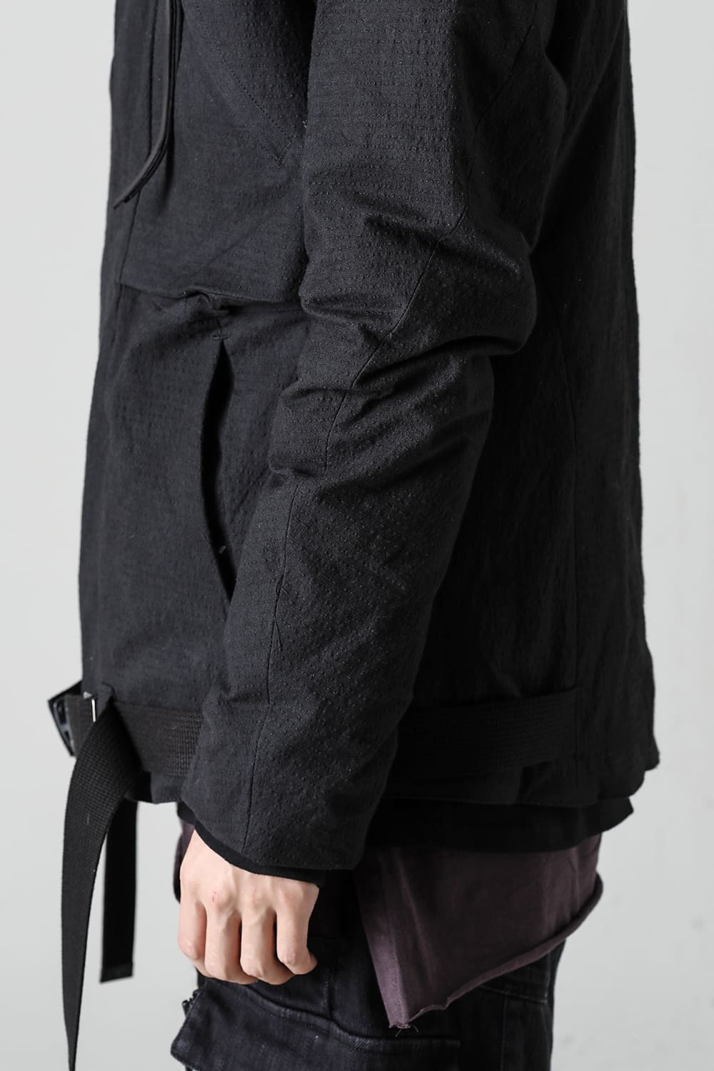 Dimple Washer Cotton Stretch Ripstop Down Jacket Black