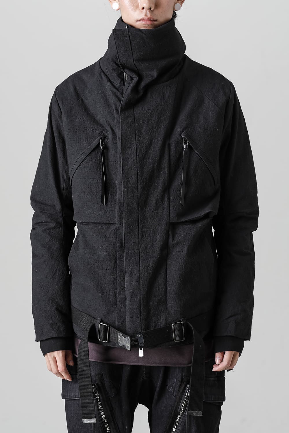 Dimple Washer Cotton Stretch Ripstop Down Jacket Black