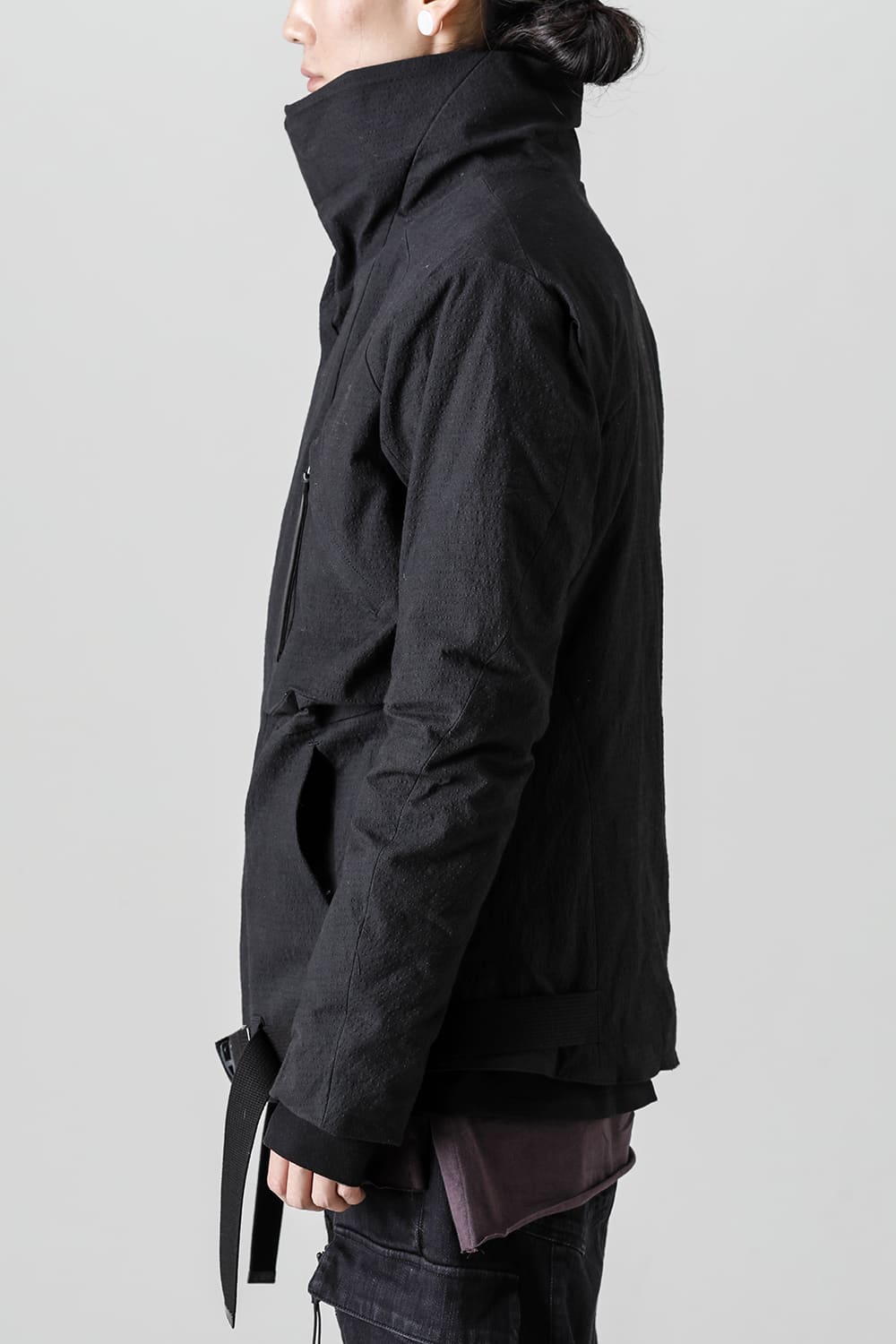 Dimple Washer Cotton Stretch Ripstop Down Jacket Black