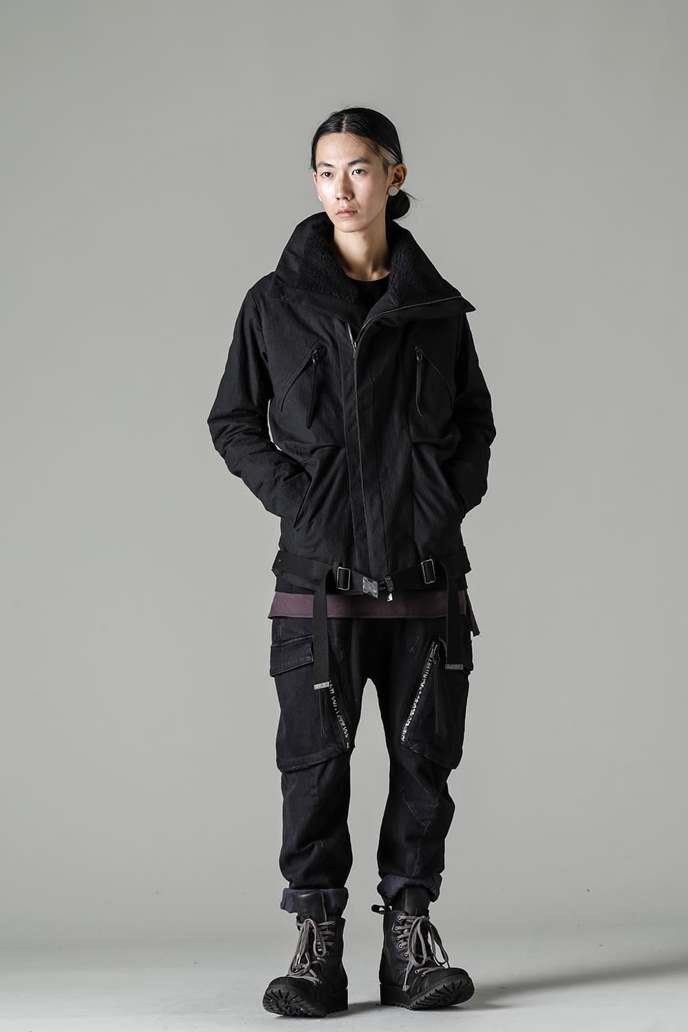 Dimple Washer Cotton Stretch Ripstop Down Jacket Black