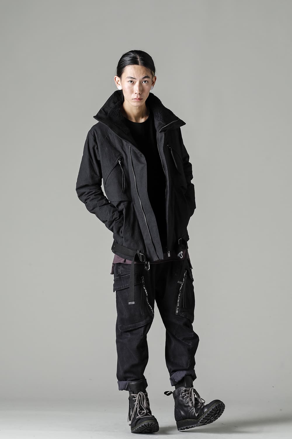 Dimple Washer Cotton Stretch Ripstop Down Jacket Black