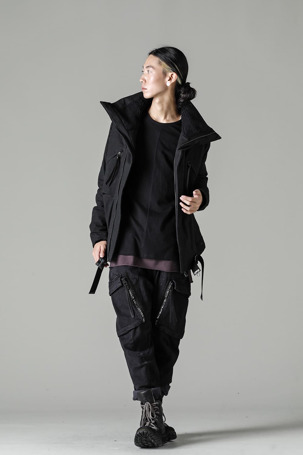 Dimple Washer Cotton Stretch Ripstop Down Jacket Black