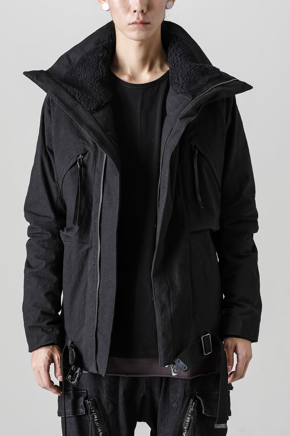 Dimple Washer Cotton Stretch Ripstop Down Jacket Black