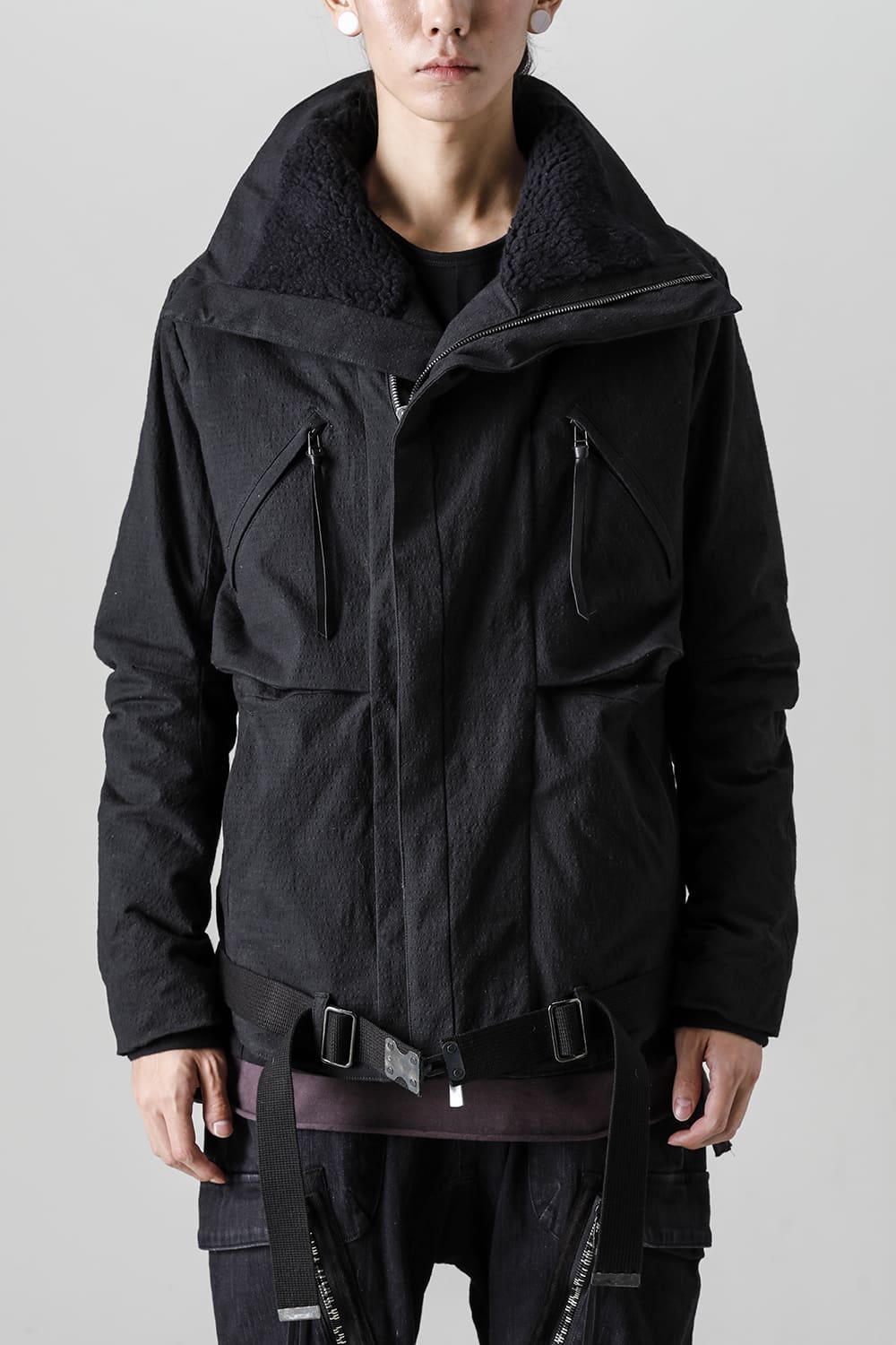 Dimple Washer Cotton Stretch Ripstop Down Jacket Black