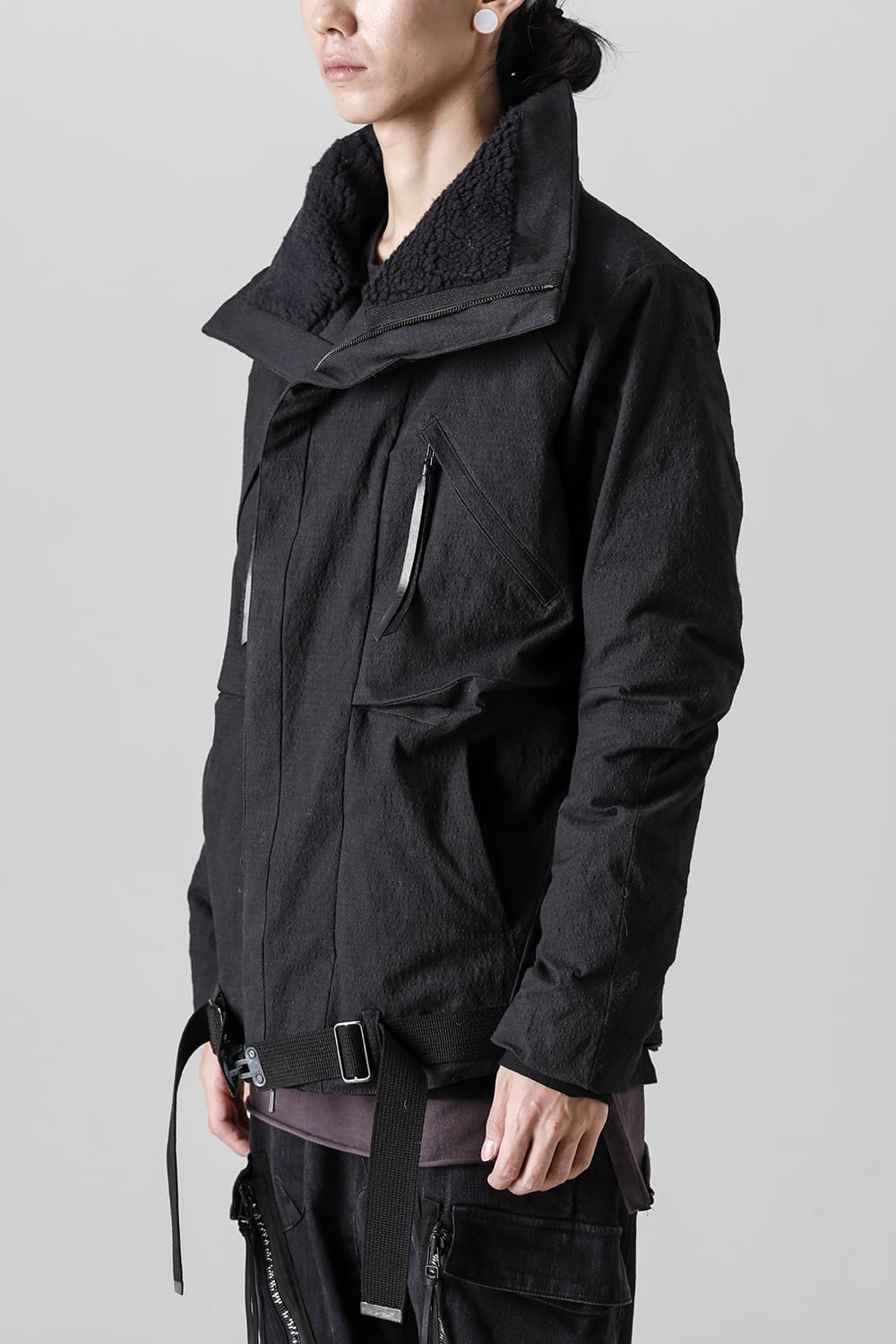 Dimple Washer Cotton Stretch Ripstop Down Jacket Black