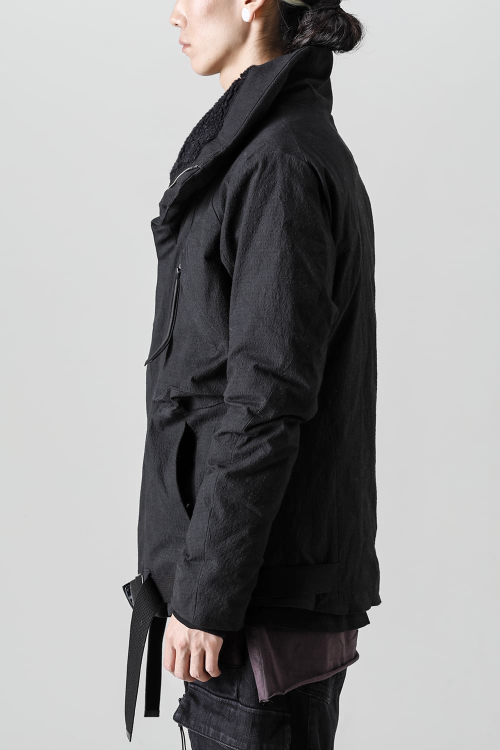 Dimple Washer Cotton Stretch Ripstop Down Jacket Black