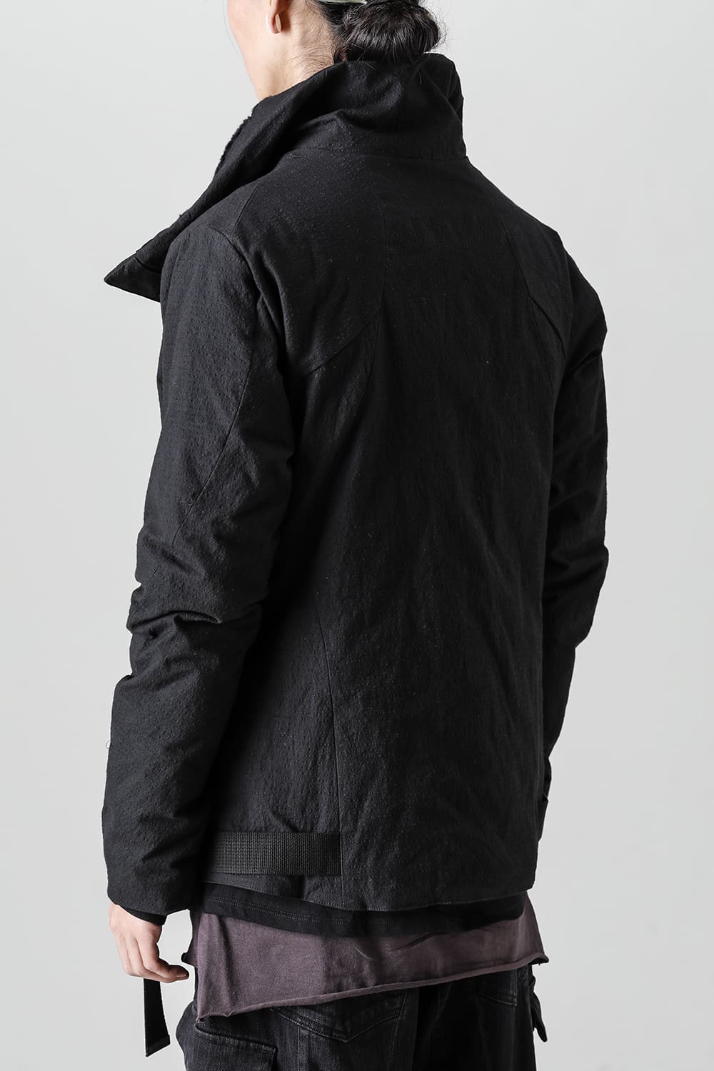 Dimple Washer Cotton Stretch Ripstop Down Jacket Black