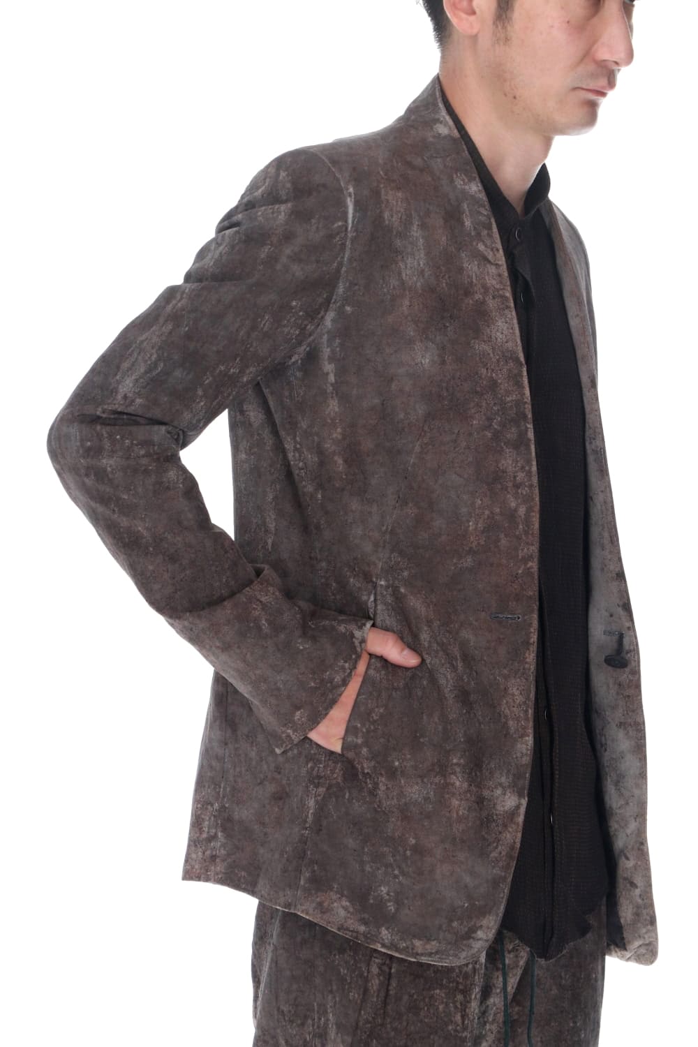 Wood Tannin＆Iron Oxide Dyed Dimple Dobby Tailored Jacket  Black