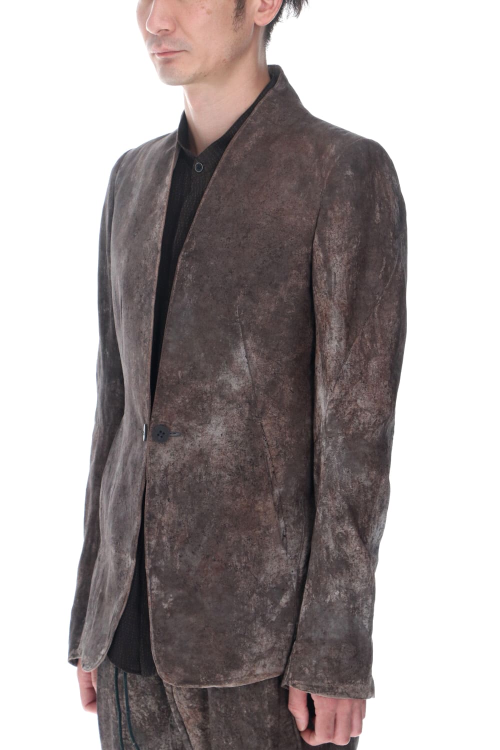 Wood Tannin＆Iron Oxide Dyed Dimple Dobby Tailored Jacket  Black