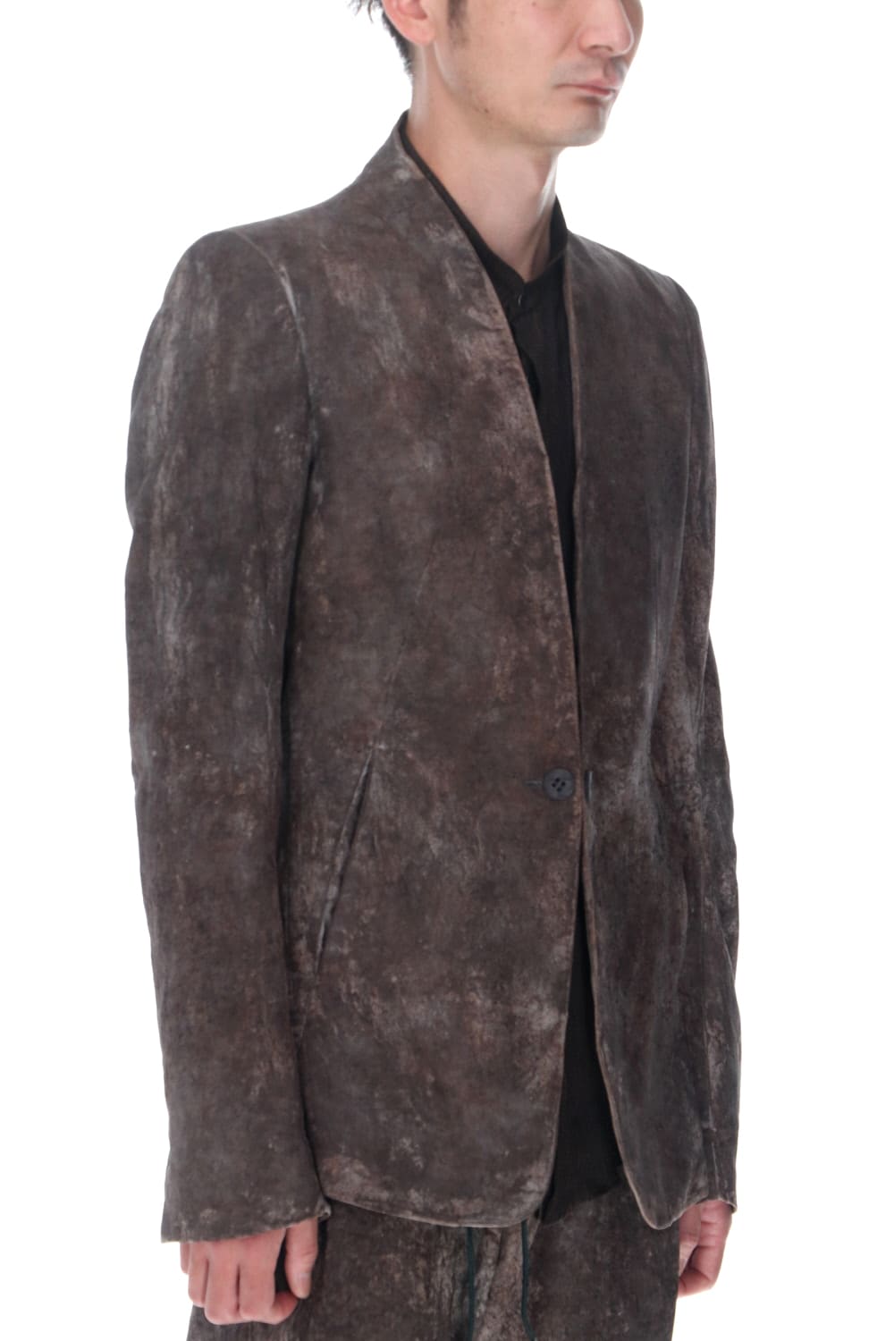 Wood Tannin＆Iron Oxide Dyed Dimple Dobby Tailored Jacket  Black