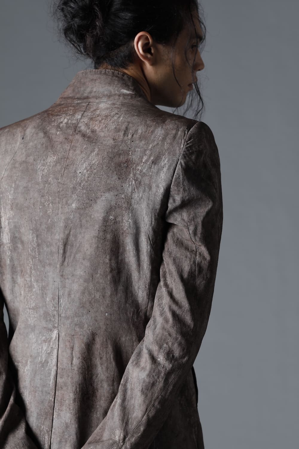 Wood Tannin＆Iron Oxide Dyed Dimple Dobby Tailored Jacket  Charcoal Mix