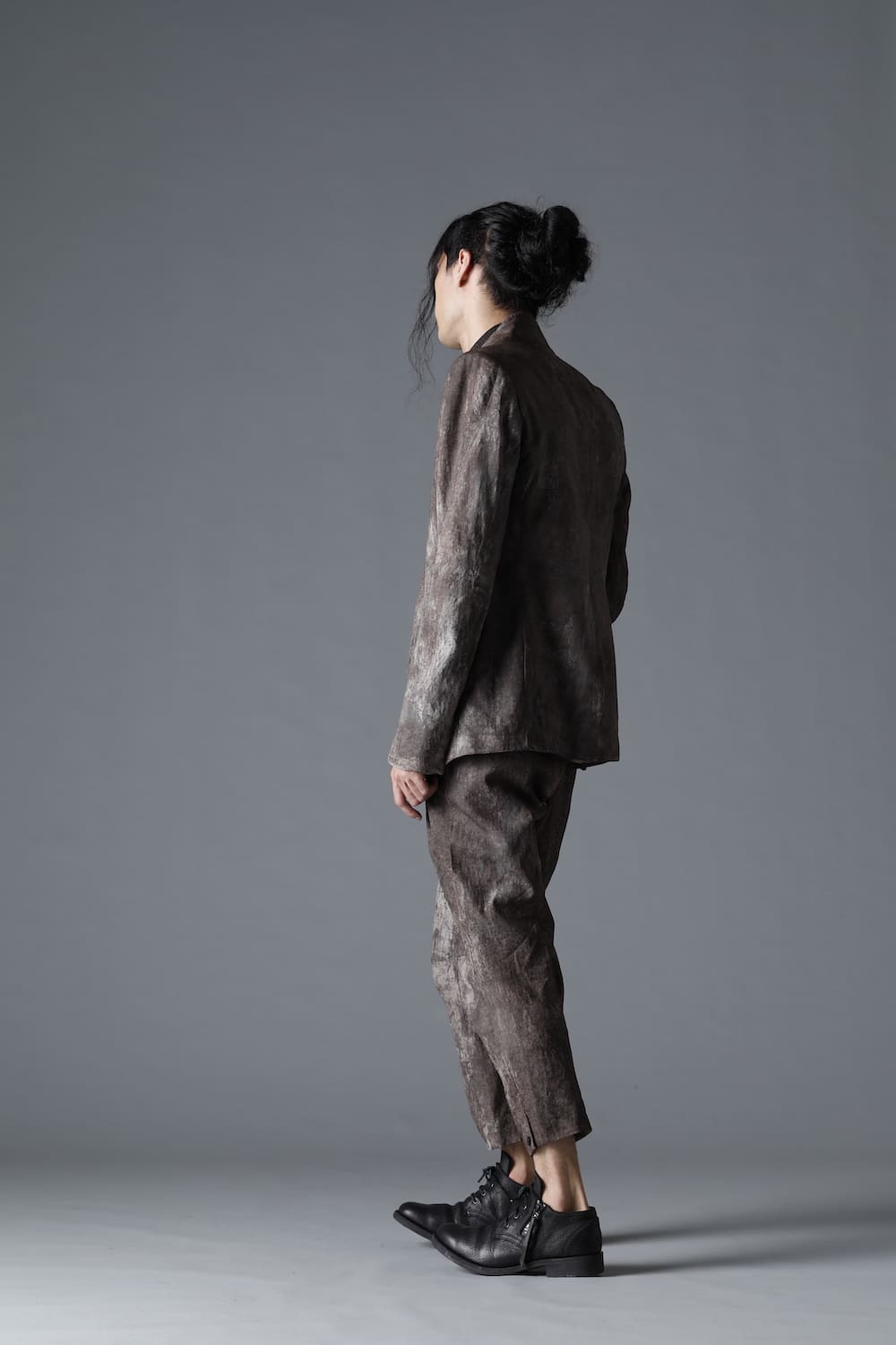 Wood Tannin＆Iron Oxide Dyed Dimple Dobby Tailored Jacket  Charcoal Mix