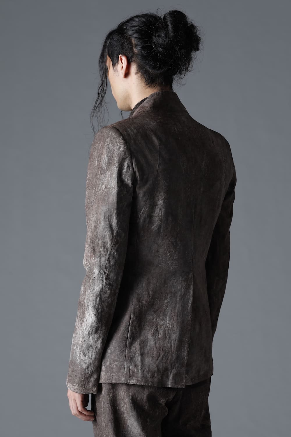 Wood Tannin＆Iron Oxide Dyed Dimple Dobby Tailored Jacket  Charcoal Mix