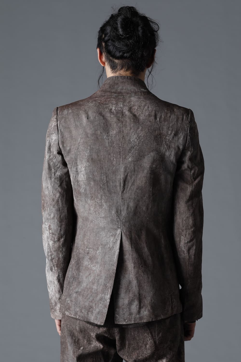 Wood Tannin＆Iron Oxide Dyed Dimple Dobby Tailored Jacket  Charcoal Mix