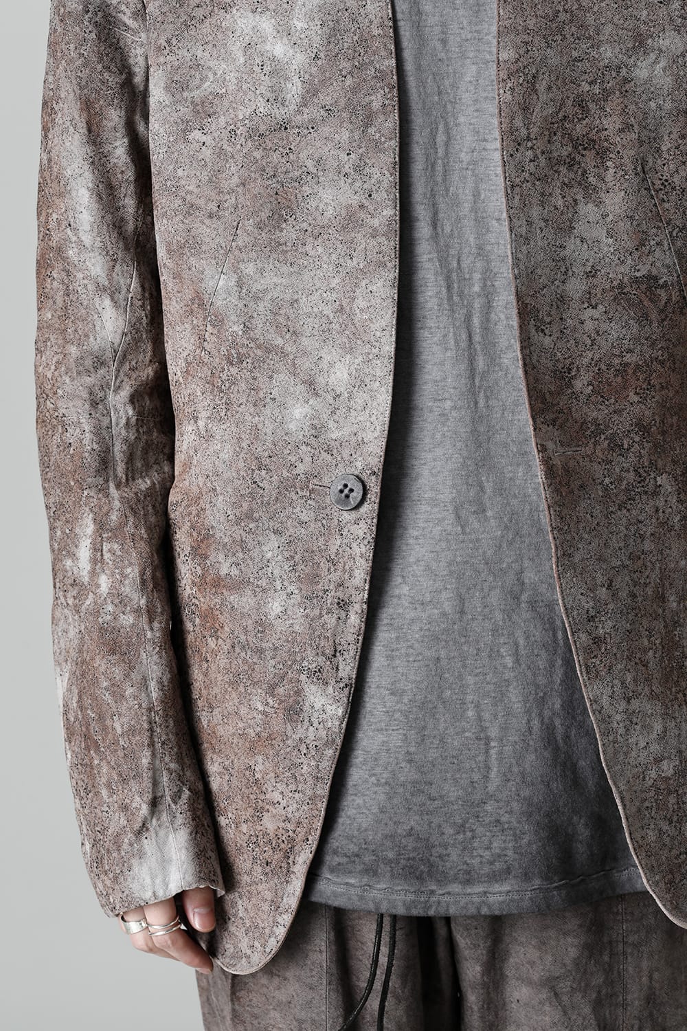 Wood Tannin＆Iron Oxide Dyed Dimple Dobby Tailored Jacket  Charcoal Mix