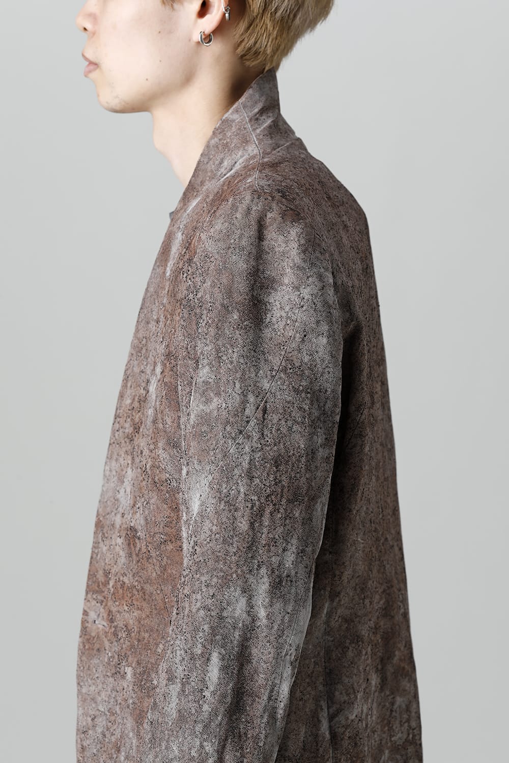 Wood Tannin＆Iron Oxide Dyed Dimple Dobby Tailored Jacket  Charcoal Mix