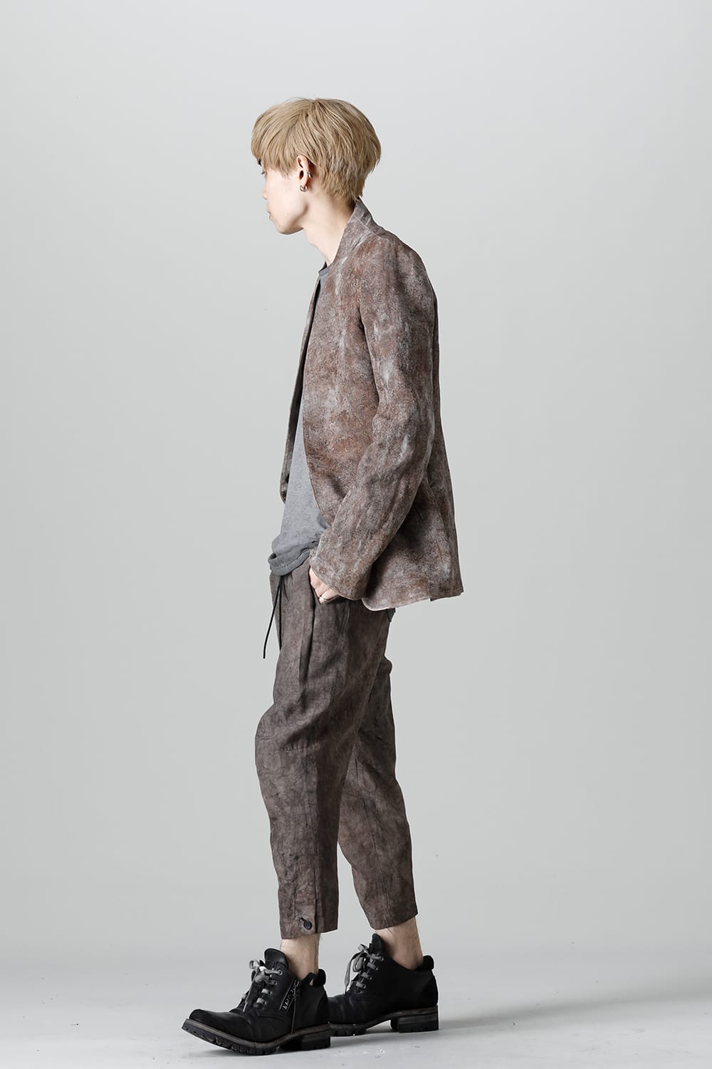 Wood Tannin＆Iron Oxide Dyed Dimple Dobby Tailored Jacket  Charcoal Mix