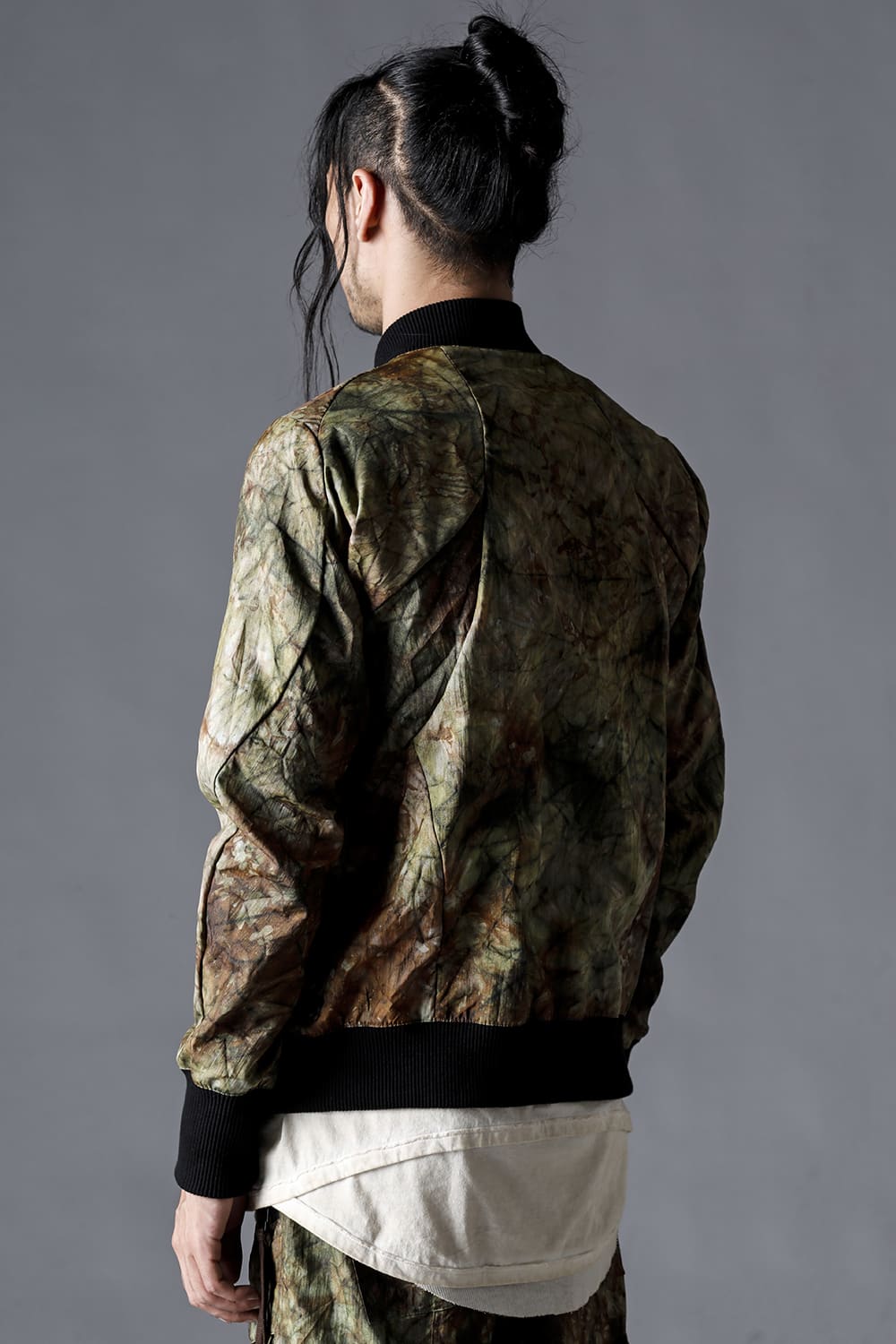 Uneven Dyed Nylon Ox Bomber Jacket Stream Sand