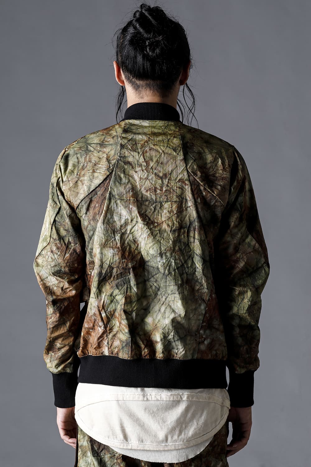 Uneven Dyed Nylon Ox Bomber Jacket Stream Sand