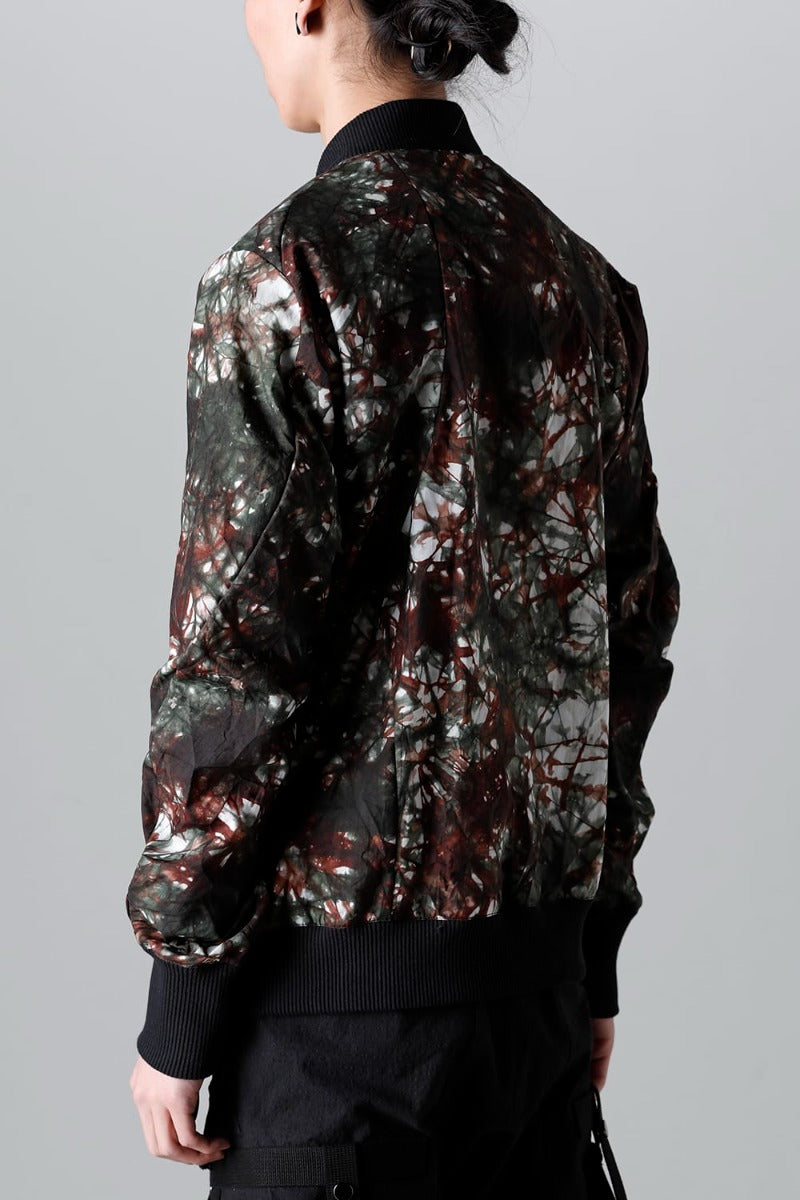 Uneven Dyed Nylon Ox Bomber Jacket Moss Black