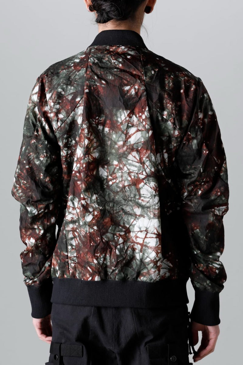 Uneven Dyed Nylon Ox Bomber Jacket Moss Black