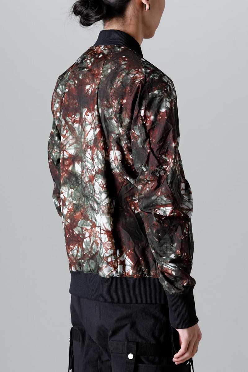 Uneven Dyed Nylon Ox Bomber Jacket Moss Black