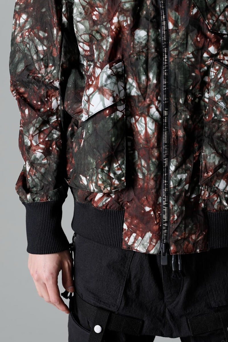 Uneven Dyed Nylon Ox Bomber Jacket Moss Black