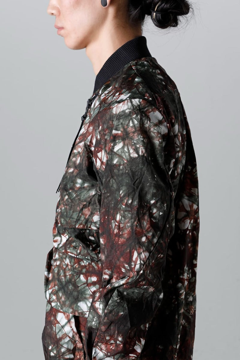 Uneven Dyed Nylon Ox Bomber Jacket Moss Black