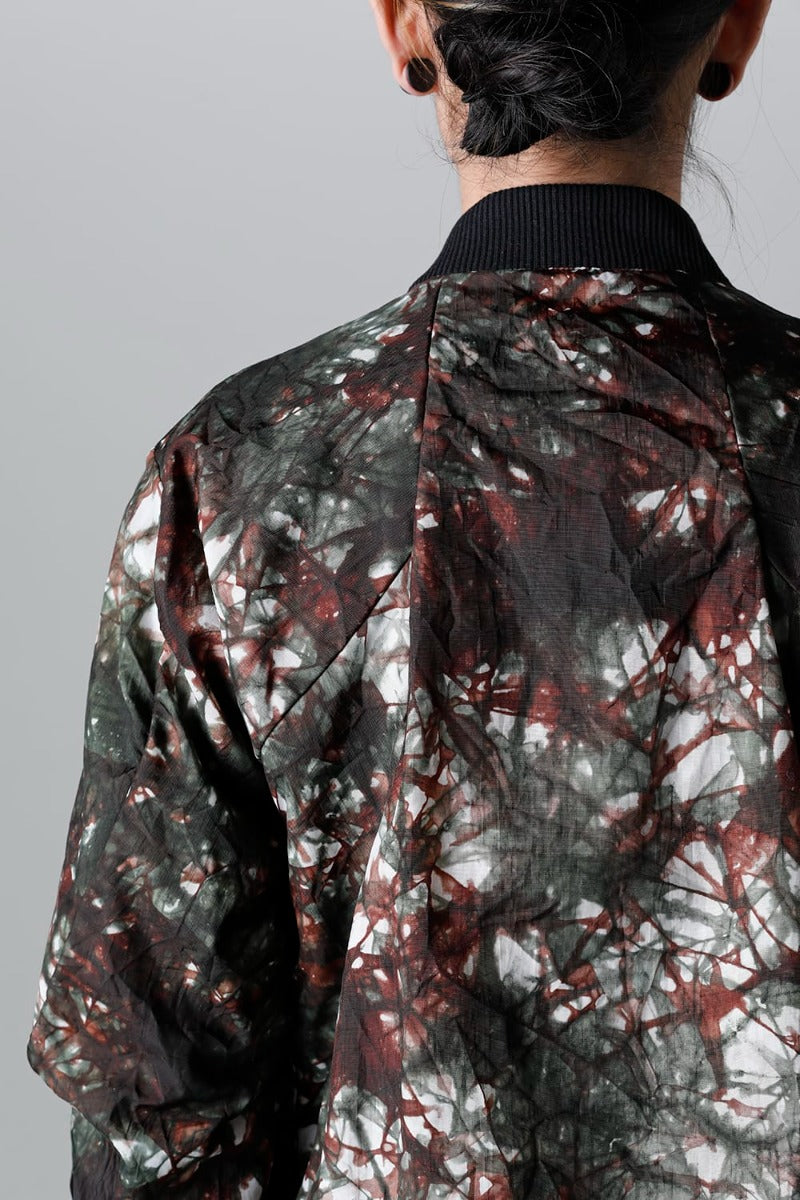 Uneven Dyed Nylon Ox Bomber Jacket Moss Black