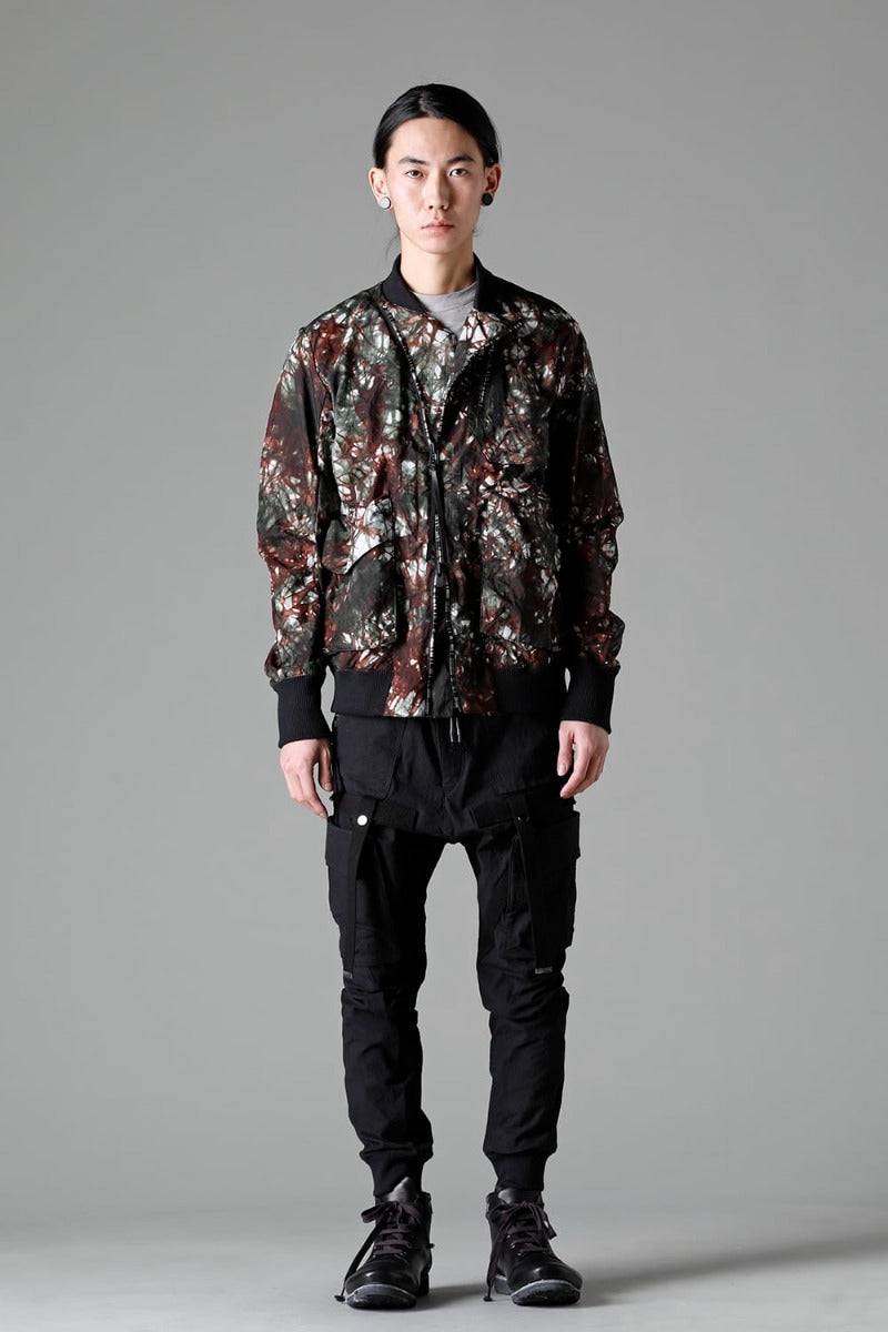 Uneven Dyed Nylon Ox Bomber Jacket Moss Black