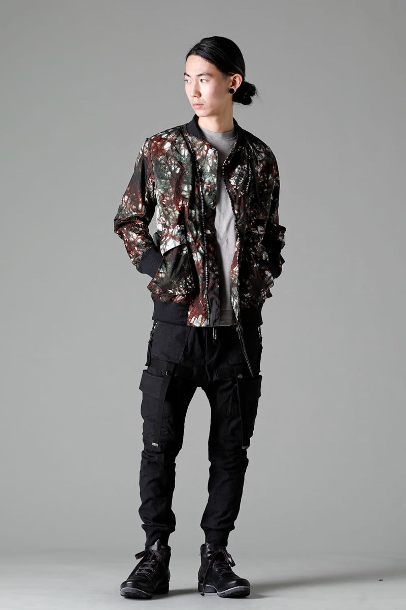 Uneven Dyed Nylon Ox Bomber Jacket Moss Black