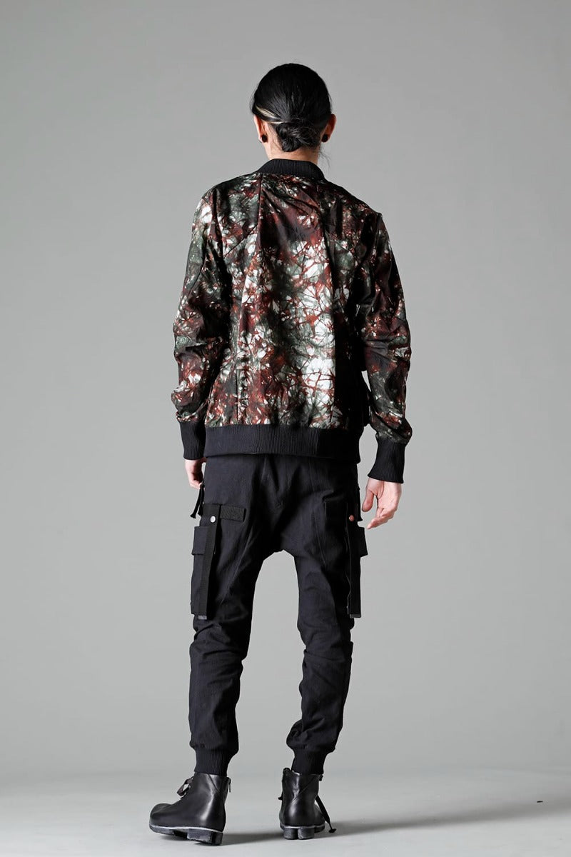 Uneven Dyed Nylon Ox Bomber Jacket Moss Black