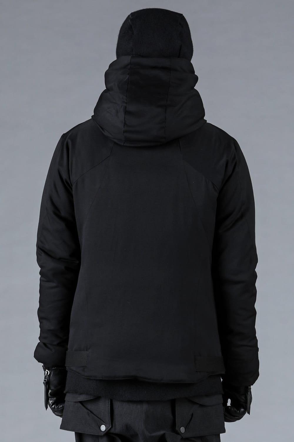 レーヨンツイルWジップフーデッドダウンジャケット ブラック