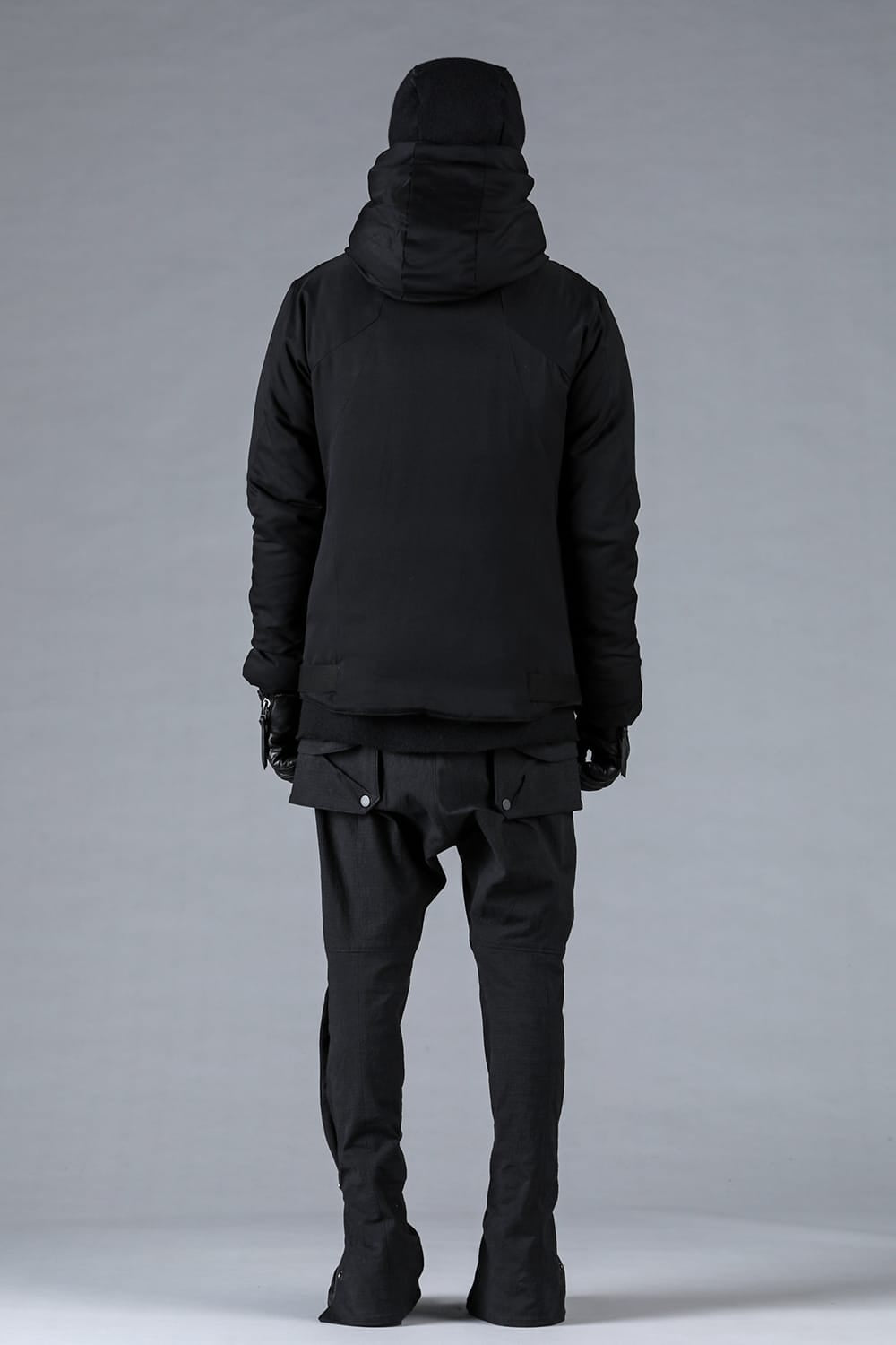 レーヨンツイルWジップフーデッドダウンジャケット ブラック