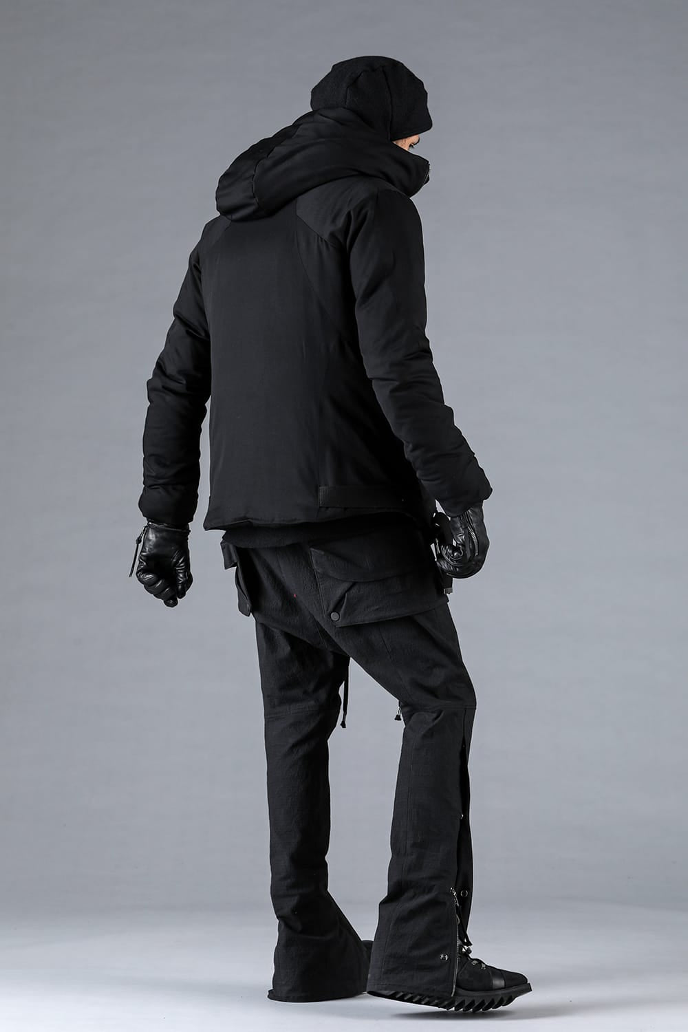 レーヨンツイルWジップフーデッドダウンジャケット ブラック